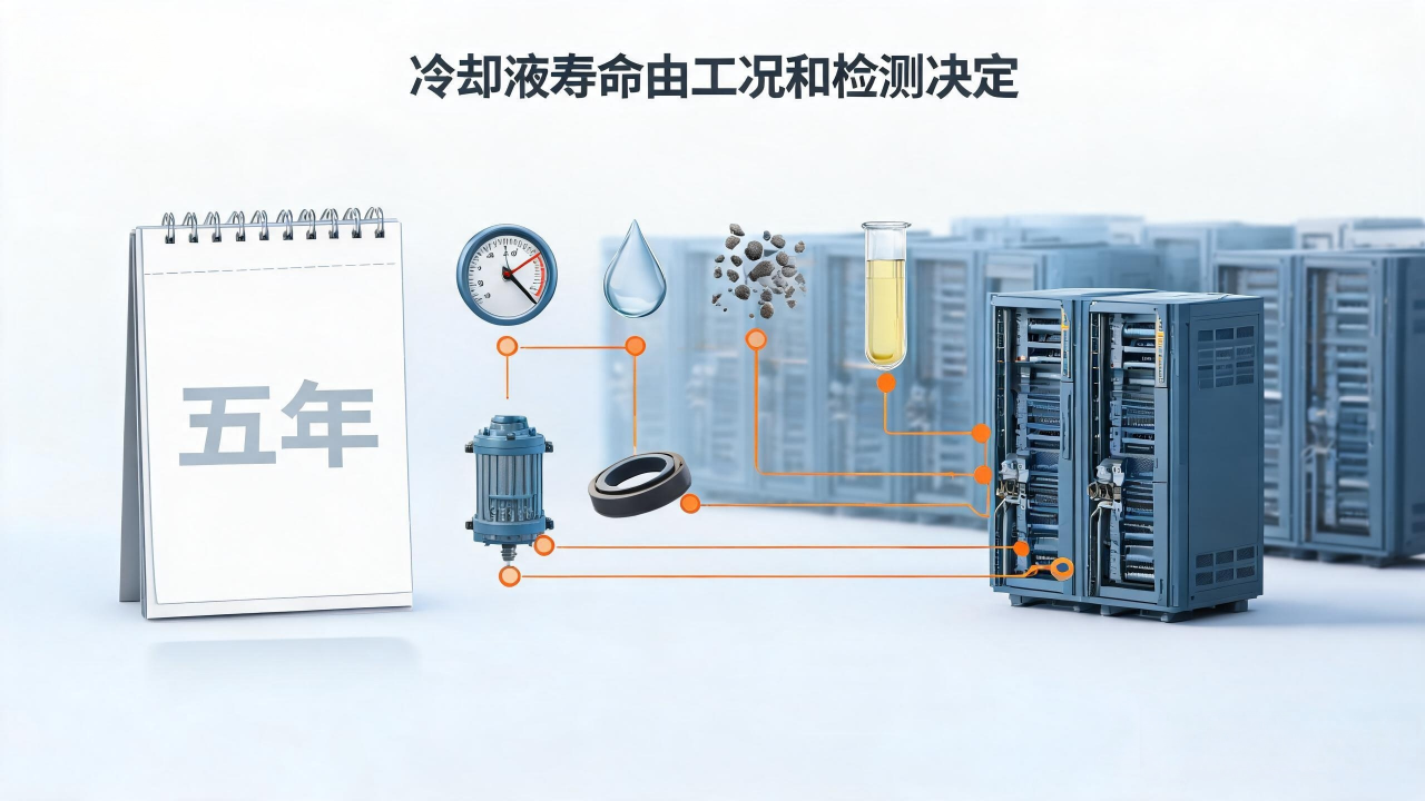 jimeng-2026-07-20-3932-专业工业技术信息图，横向16_9，主题为“冷却液寿命由工况和检测决定”，左侧是日...(1).png